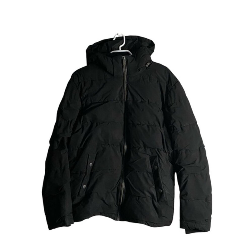 Wolf & Hank Men's Black Hooded Puffer Jacket